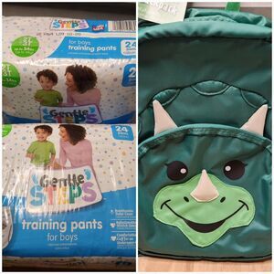 Toddler Boys Bundle Dinosaur Backpack & Training Pants 2T–3T NWT